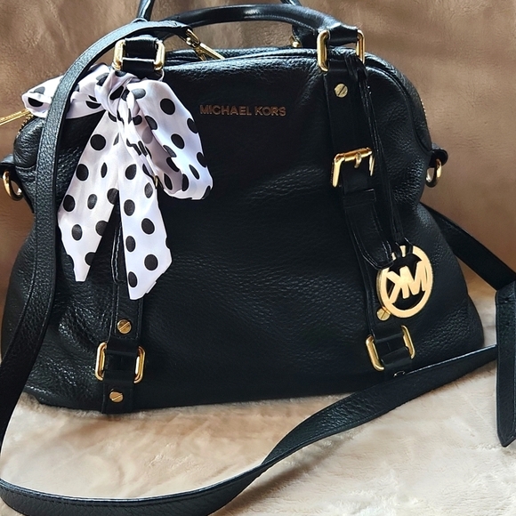 Michael Kors Black Leather Satchel With Gold Hardware - Picture 3 of 7